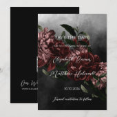 Invitation Mariage Fleurie Morose Enregistrer la Date avec co (Devant / Derrière)