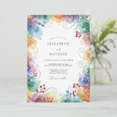 Invitation Mariage Fleurie Multicolore Arc-en-Ciel (Debout devant)