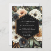 Invitation Mariage Fleurie Navy Bloom Moody (Devant)