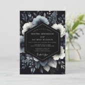 Invitation Mariage Fleurie Navy Moody (Debout devant)