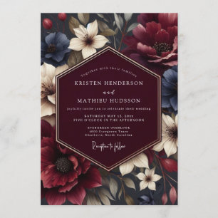 Invitation Mariage Fleurie Nocturne Bourgeois
