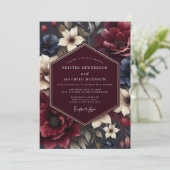 Invitation Mariage Fleurie Nocturne Bourgeois (Debout devant)