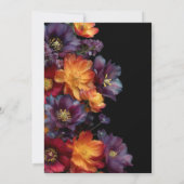 Invitation Mariage Fleurie Noir Violet et Orange (Dos)