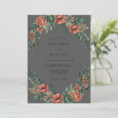 Invitation Mariage Fleurie Opulente de Corail (Debout devant)