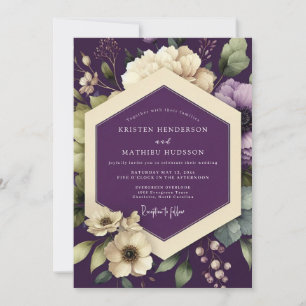 Invitation Mariage Fleurie Opulente de Prunier