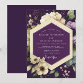 Invitation Mariage Fleurie Opulente de Prunier (Devant / Derrière)