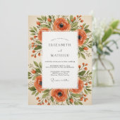 Invitation Mariage Fleurie Orange (Debout devant)