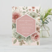 Invitation Mariage Fleurie Painterly Rose Pâle (Debout devant)