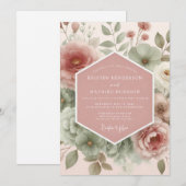 Invitation Mariage Fleurie Painterly Rose Pâle (Devant / Derrière)