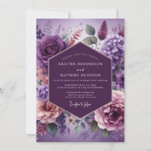 Invitation Mariage Fleurie Painterly Violet