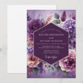Invitation Mariage Fleurie Painterly Violet (Devant / Derrière)