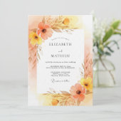 Invitation Mariage Fleurie Pêche Painter (Debout devant)