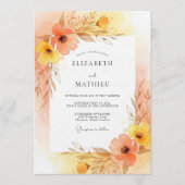 Invitation Mariage Fleurie Pêche Painter (Devant)