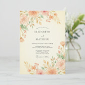 Invitation Mariage Fleurie Peinte d'Abricot (Debout devant)
