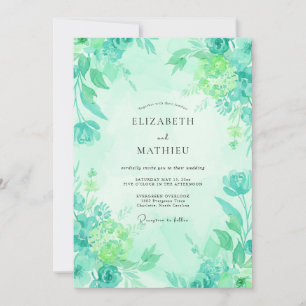 Invitation Mariage Fleurie Peinte de Mousse de Mer