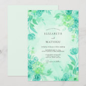 Invitation Mariage Fleurie Peinte de Mousse de Mer (Devant / Derrière)