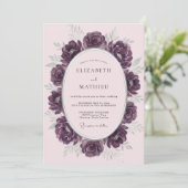 Invitation Mariage Fleurie Peinte de Prune (Debout devant)