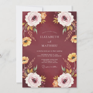 Invitation Mariage Fleurie Peinte en Bourgogne