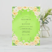 Invitation Mariage Fleurie Peinte en Chartreuse (Debout devant)