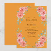 Invitation Mariage Fleurie Peinte en Moutarde (Devant / Derrière)