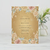Invitation Mariage Fleurie Peinte en Or (Debout devant)