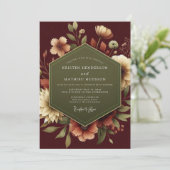 Invitation Mariage Fleurie Peintre Marron (Debout devant)