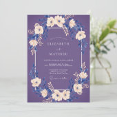 Invitation Mariage Fleurie Pourpre (Debout devant)