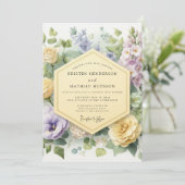 Invitation Mariage Fleurie Pourpre en Fleurs (Debout devant)