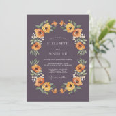 Invitation Mariage Fleurie Profond Plum (Debout devant)