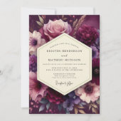 Invitation Mariage Fleurie Profonde Prune (Devant)