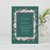 Invitation Mariage Fleurie Profondement Vert (Debout devant)