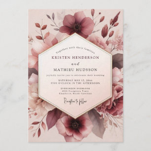 Invitation Mariage Fleurie Romantique Mauve