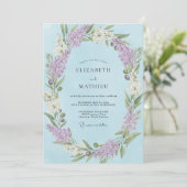 Invitation Mariage Fleurie Romantique Pervenche (Debout devant)
