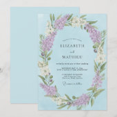 Invitation Mariage Fleurie Romantique Pervenche (Devant / Derrière)