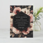 Invitation Mariage Fleurie Rose Poussiéreuse (Debout devant)
