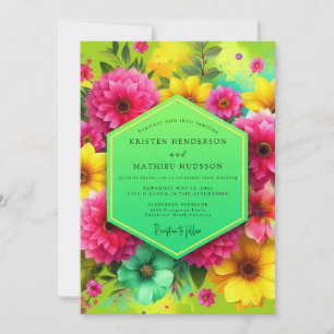 Invitation Mariage Fleurie Rose Vibrante