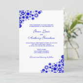 Invitation Mariage Fleurie Royale Bleu (Debout devant)