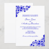 Invitation Mariage Fleurie Royale Bleu (Devant / Derrière)