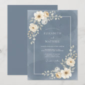 Invitation Mariage Fleurie Slate (Devant / Derrière)