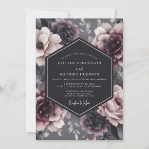 Invitation Mariage Fleurie Sombre au Charbon