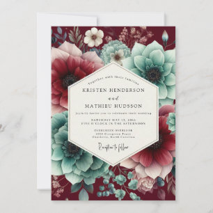Invitation Mariage Fleurie Sombre Canard