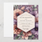 Invitation Mariage Fleurie Teintée Mauve (Devant / Derrière)