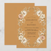 Invitation Mariage Fleurie Terracotta (Devant / Derrière)