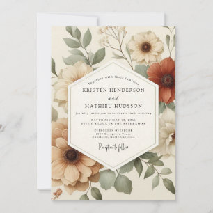 Invitation Mariage Fleurie Terracotta