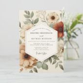 Invitation Mariage Fleurie Terracotta (Debout devant)