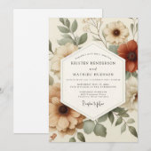 Invitation Mariage Fleurie Terracotta (Devant / Derrière)