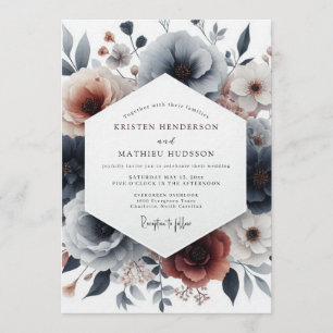 Invitation Mariage Fleurie Terracotta Ardoise Humeur
