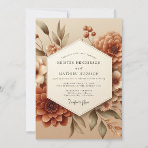 Invitation Mariage Fleurie Terracotta Héritage