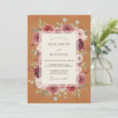 Invitation Mariage Fleurie Terre Cuite (Debout devant)
