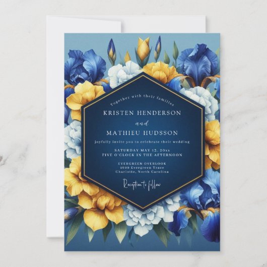 Invitation Mariage Fleurie Vibrante de Saphir (Devant)